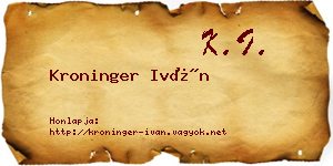 Kroninger Iván névjegykártya
