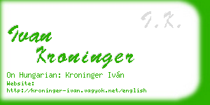 ivan kroninger business card